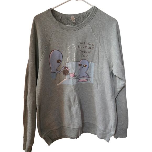 Strange Planet Thank You Bella + Canvas Comfy Gray Sweatshirt Size Medium - Picture 2 of 8